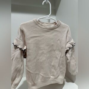 Zara Cream Sweater with Black Trim Ruffles